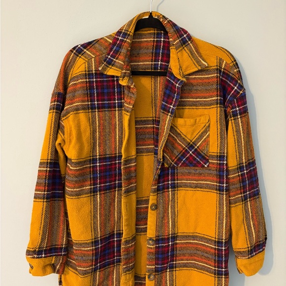 Maurices Mustard and Navy Plaid Shirt - Picture 1 of 5